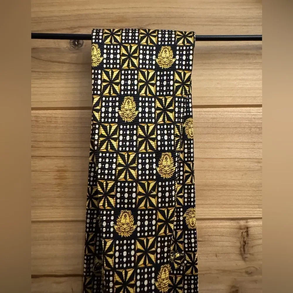 Vintage 90’s Gianni Versace Neiman Marcus Medusa Checker Silk Black Gold Tie